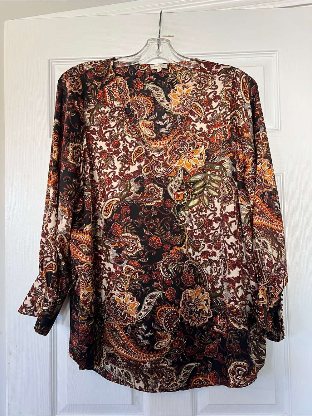 Laura Paisley Long-Sleeve Tunic - Brown Multi